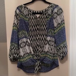 Anthropologie l Fig & Flower Front Tie Blouse.